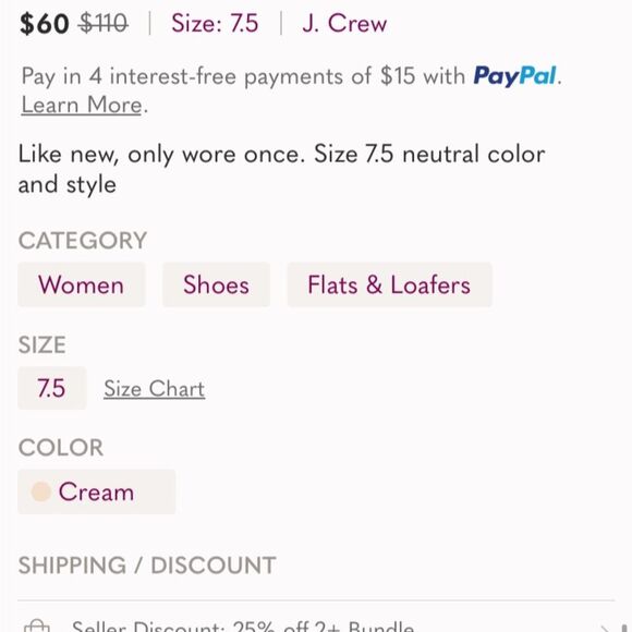 J. Crew Tan Leather Ballet Flats Size 7.5 - Picture 7 of 7